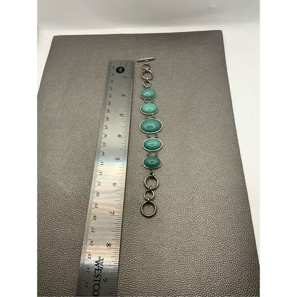 Amazonite Block and Toggle Clasp Bracelet in Stainless Steel - Picture 5 of 9